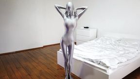 Silver Zentai Girl and Magic Wand