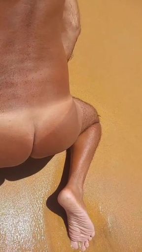 Sissy Ladysilva Walks Naked on the Beach with Her Hot Ass Tanned and Masturbating His Cock Until She Cums