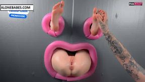 Gloryhole Fuck that Ass through the Wall until her Foot Shake