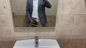 Professional Boy Jerks off in the Office Bathroom and Cum