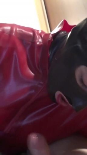 Latex Danielle try first blowjob