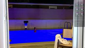 Naked swim in the chilly pool really turned me on