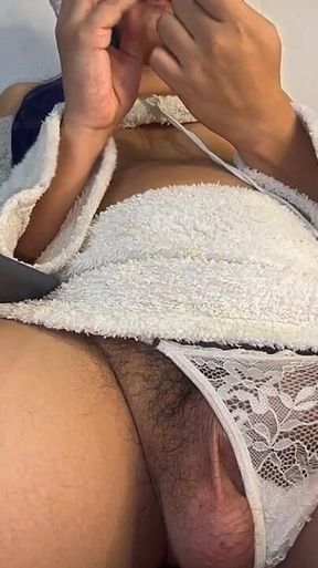 Horny Tranny Touches and Plays with Her Rich Cock