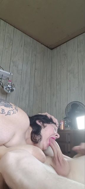 Standing on His Knees He Fills the Mouth of This Cocktease