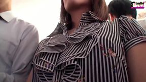 Crowded Bus Tension, Young Wife Stays Still as a Risky Moment Unfolds Beside Her Husband - Scene 2
