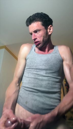 Sweaty Jerk off See Stain on My Chest with Big Bust at End