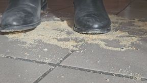 Goddess Stella destroys food under her dirty boots ASMR