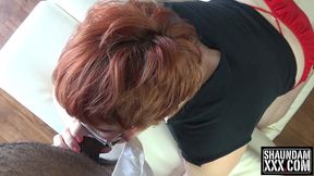 cricket rose slurping up shaundam s big black cock and swallowing cum