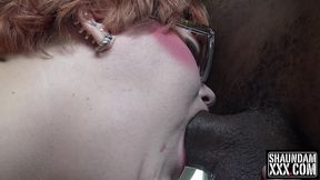 cricket rose slurping up shaundam s big black cock and swallowing cum