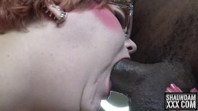 cricket rose slurping up shaundam s big black cock and swallowing cum