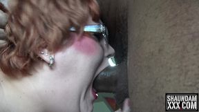 cricket rose slurping up shaundam s big black cock and swallowing cum