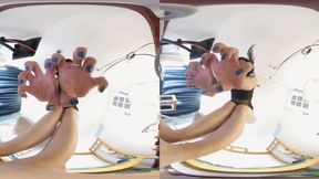 The 3DVR180 ERER POV with the big stinky foot crushed and humiliated the dwarf