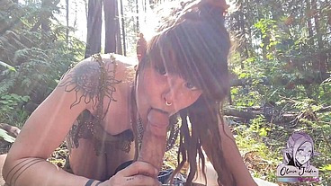 NYMPHO KLEPTO Forest Fairy Ahegao Spit Blowjob and Doggystyle Fuck - Olivia Jarden