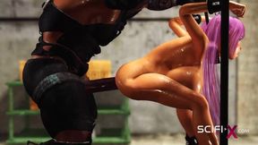 Sci-Fi Military Bunker: Shaved College Girl Cuffed & Fucked