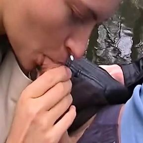 Magnificent blonde chick from Germany sucking a cock on a boat