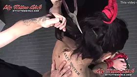 Tattooed Model Satine Gets her hair cut and Tattoo