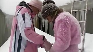 Snow Bunnies Lesbian Fun - Snowbunny Babes Fingering Each Other's Ass