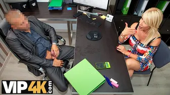 Blonde Tiffany Rousso fucks the loan manager on the table