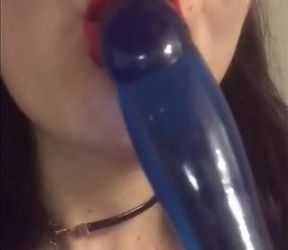 My wife sucks and plays with big dildo while I shoot with camera