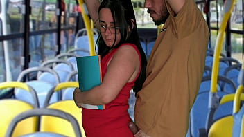 Student humped and fucked inside the bus in public!