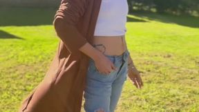 Gorgeous Redhead Casual Outdoor Smoking Tease - Thick Clouds