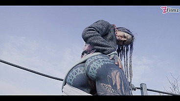 Tattoo Couple caught while wild ANAL public sex on a ruine