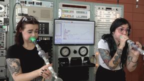 Mia and Rae Exercise Their Lungs With Some Airship Balloons (MP4 - 720p)