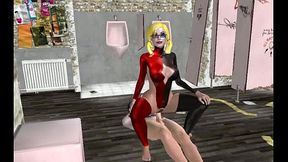 Harley Quinn Fucks Intensely in Bathroom for Hot Hentai Action
