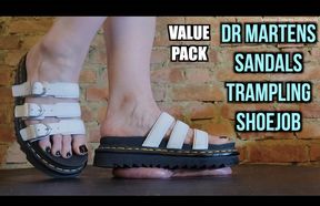 Savage Dr Martens Sandals Torment - Crushing your PATHETIC manhood Flat as a Pancake & Extracting your Cum under Heavy Platform Slides **VALUE PACK**