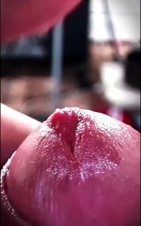 Super close up tasty precum and thick cum load