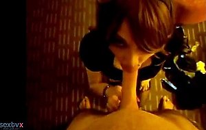 Super sexy latina tranny gags on a big cock
