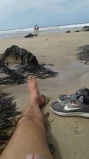 Mastubation outdoor on the beach