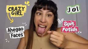 Crazy girl, she jerks you off very excitedly with ahegao and her dripping spit ( Video request )