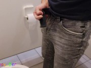 Horny at work: Jerking off and cum in the toilet at work. People also came in.