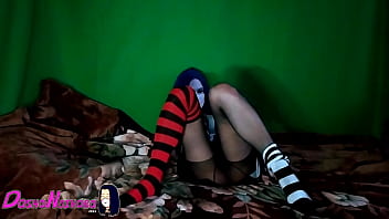 Femboy relaxing in long stripe socks and pantyhose - DashaNoihara