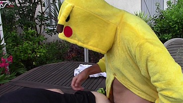 3 JESS ROYAN fucked raw by ihs friend dressed in POKEMON in the garden