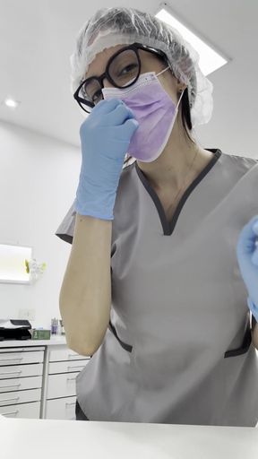 Blonde cutie shows off her pearly whites at the dentist