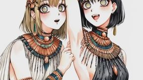 Sexy high class 1920s anime manga flapper girl performers get lesbian and raunchy and lick sweaty post dance armpits in this kinky steaming video