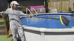 onesie wetlook in the pool