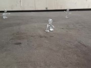 Mini Tinfoil Men Crushed & Trampled Flat by a Giant 89kg size 11 boots