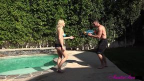 natalia starr gets jizzed on her tits & trimmed pussy after sex!