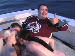 Three nasty sluts working one cock outdoors