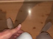 Delightfully JERKING OFF a FAT COCK in COMPRESSION SHORTS and COCK RING