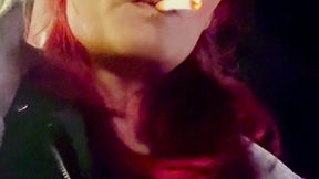 Urban Night Smoke Tease – Leather Jacket, Tight Jeans & Cigarette