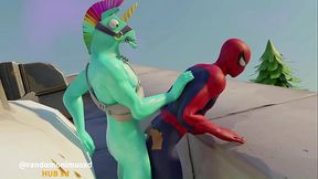 Spider-Man fucked by the fortnite furry llambro