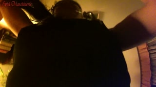 POV Hard doggy nipple clamped &amp; butt plugged slut in leather garter belt