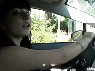 Teen doxy little bailey toys her snatch in public