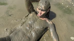estuary mud girl playing in the nude (wam, wet and messy)