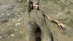 estuary mud girl playing in the nude (wam, wet and messy)