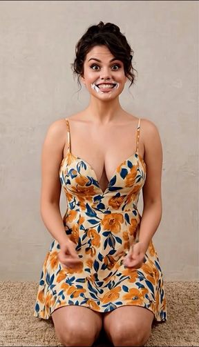 Curvy blonde celebrity Selena Gomez gets a facial from AI-generated